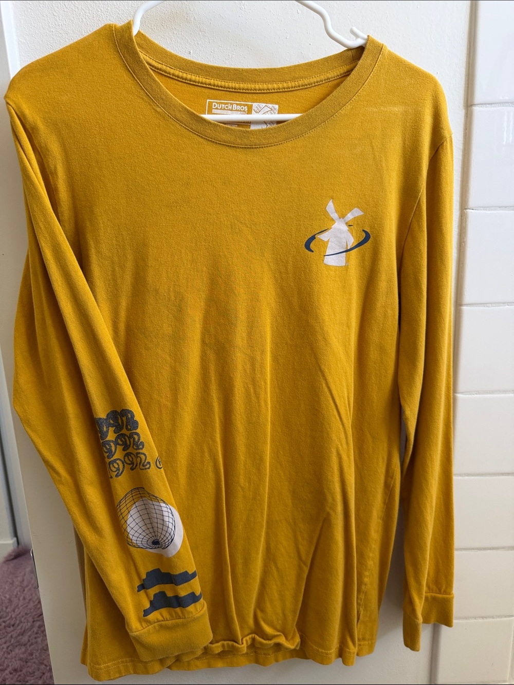 Dutch Bros Mustard Yellow Long Sleeve Tee with Logo